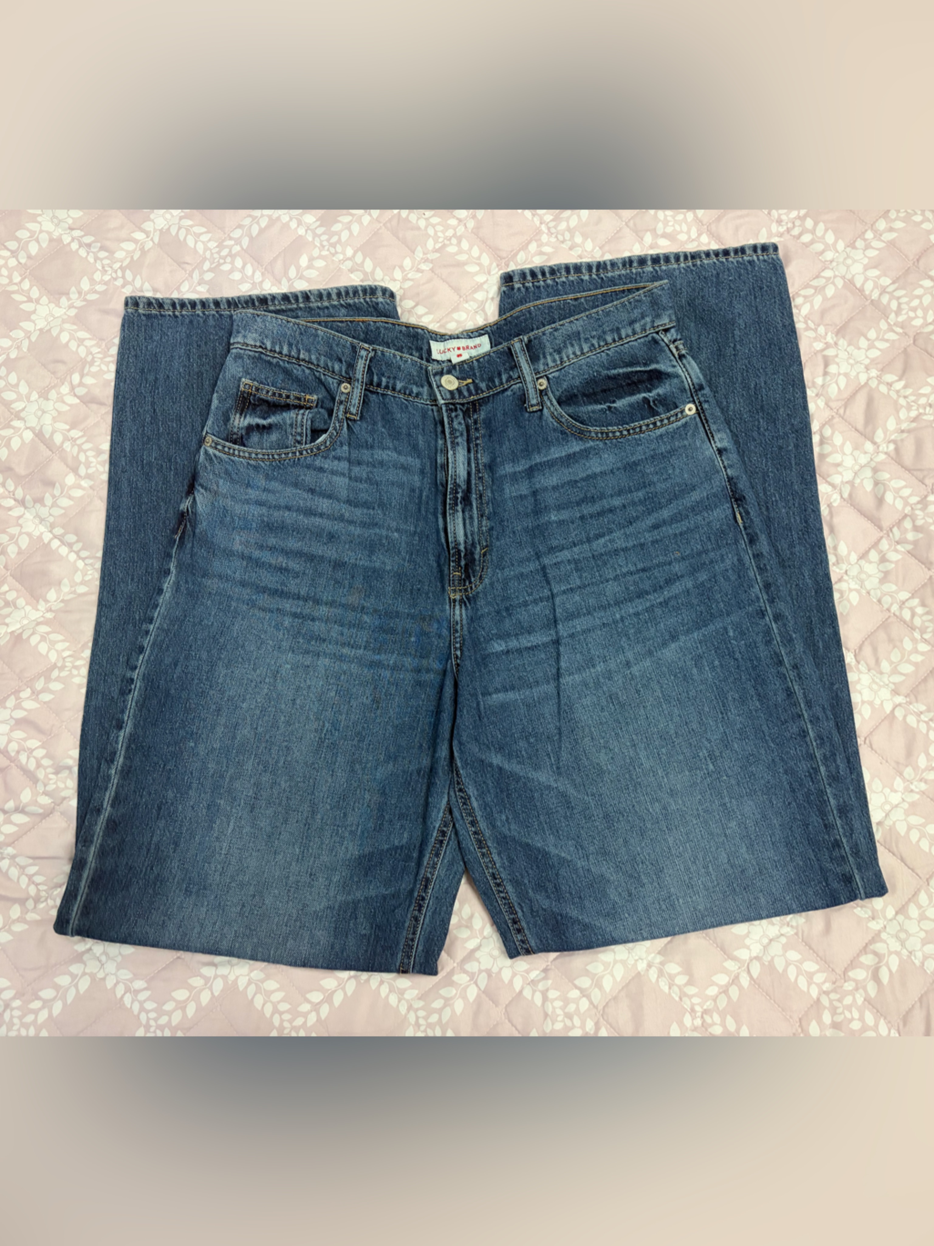 Lucky Brand Wide Leg Jeans In Blue Denim
